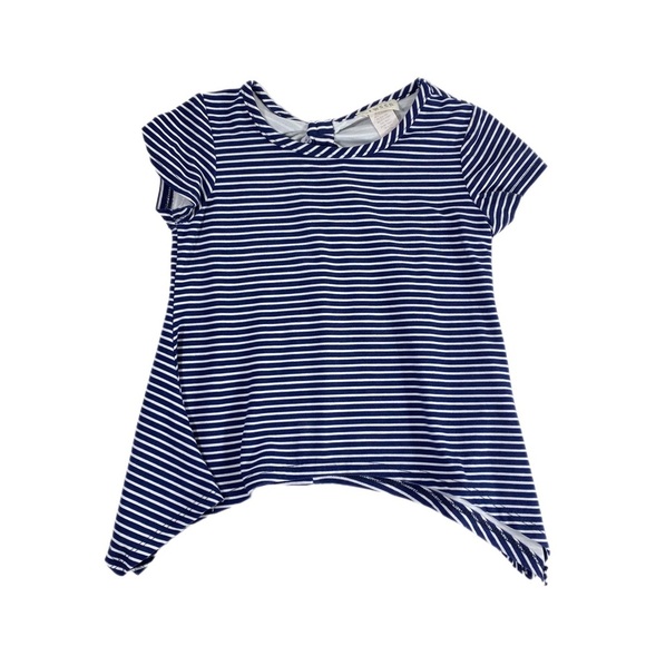 Btween Navy Blue Striped Shark Bite Keyhole Back Top - Picture 1 of 6